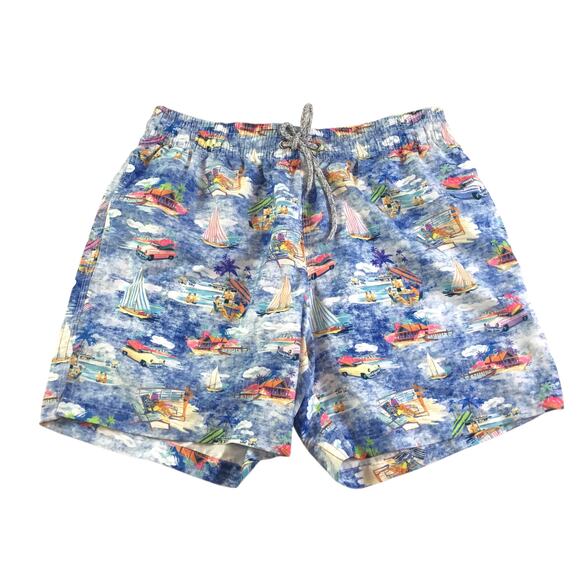 Swim Trunks XL Michael's Cars Boats Docks Beach Scene BL NWT - Picture 5 of 5